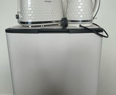 Cream kettle toaster an bin bundle