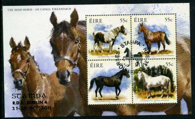 2011 Ireland Stampa Public Souvenir The Irish Horse Commemorative Stamps Miniature Sheet Overprinted for Stampa cancelled with show cancel of 21st October 2011.