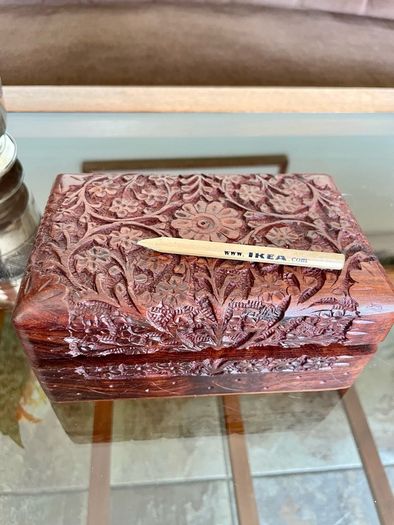 Vintage Indian Floral Design Hand Carved Sheesham Rose Wood Jewellery Keepsakes Box