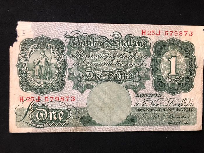 One pound banknote from England