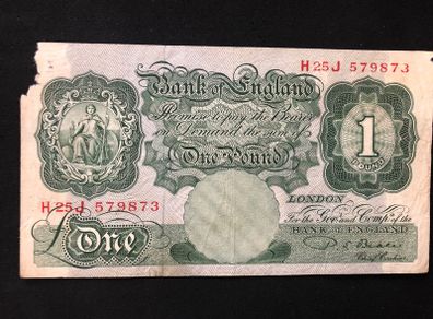 One pound banknote from England