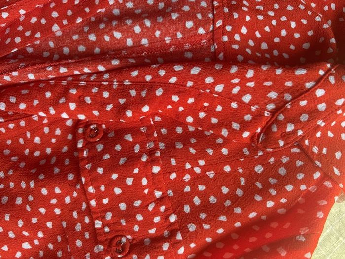 Free Post today ONLY- Mint Velvet Orange Polka Dot Shirt Dress with belt - Size 8