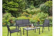 4-piece Garden furniture sets for indoor and outdoor use Garden lounge with tea table, sofa and chairs Black