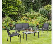 4-piece Garden furniture sets for indoor and outdoor use Garden lounge with tea table, sofa and chairs Black