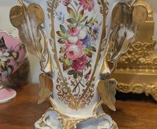 Old Paris French Porcelain Floral Spill Vase Circa 19c.