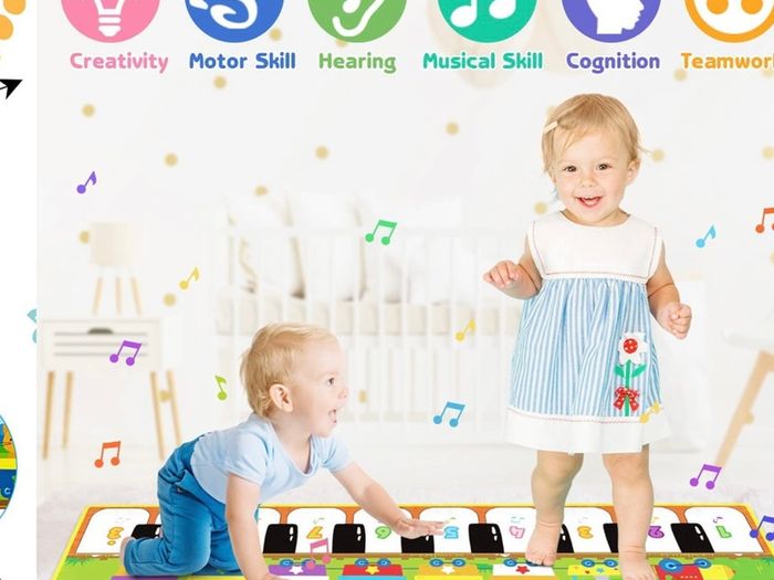 Kids Piano Mat, Music Mat with 8 Animal Sounds & 3 Instrument Sounds & 10 study cards, Baby Piano Music Mat Educational toys for boys, girls, Toddler (FREE POSTAGE)