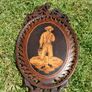 Vintage Olive Wood Vanity Mirrors Hand Held Carved Image 7