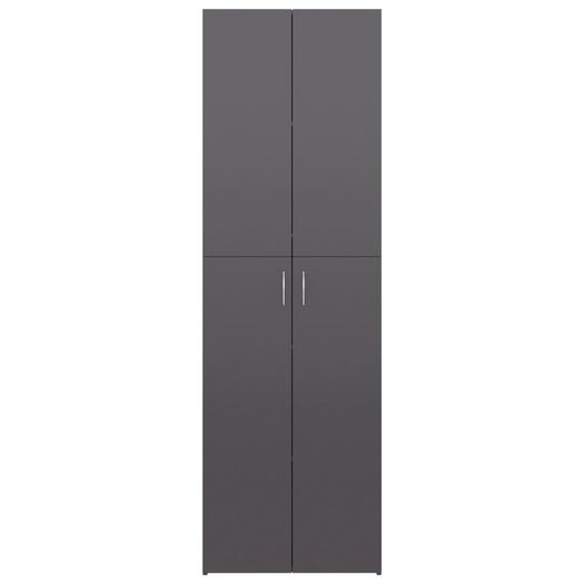 Office Cabinet High Gloss Grey 60x32x190 cm Chipboard