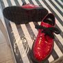 Customised red glitter loafers Image 4