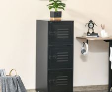 Vertical Rolling Storage Cabinet 3-Tier Mobile File Cabinet on Wheels Metal Doors