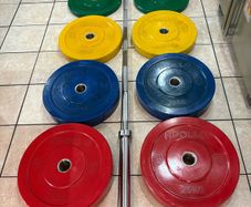 20kg Olympic Barbell, Jaw Collars And Full Apollo Branded Olympic Bumper Plates Set!!!