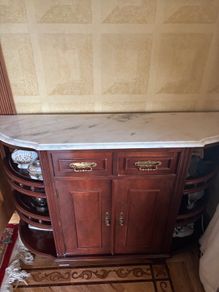 Italian-Style Mahogany Credenza / Sideboard with Marble Top
