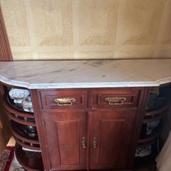 Italian-Style Mahogany Credenza / Sideboard with Marble Top