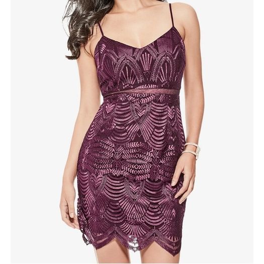 Guess Gianni embroidered mesh-inset dress