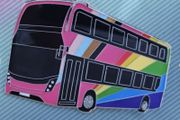 Rainbow Bus Badge : Brooch: Tie pin, Free Post