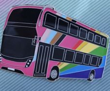Rainbow Bus Badge : Brooch: Tie pin, Free Post