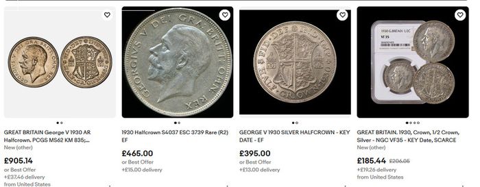 Rare High Detailed 1930 Key Date George V Silver Half crown