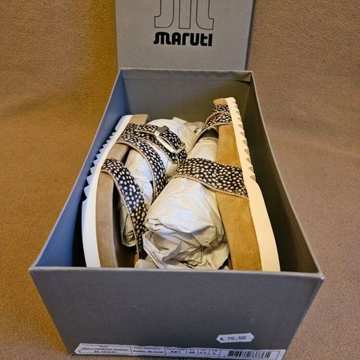 Maruti Bijou Hairon 66.1510.01 Pixel black leatger sandals new & boxed size UK 6.5 EU 40