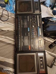 Vintage SANYO Radio and Dual Tape Deck, Model No. C36L, and 2 speakers, in excellent condition, both Tapes and Radio functioning well