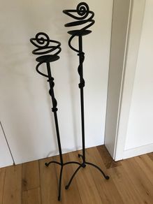 wrought iron candlesticks x 2