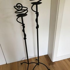 wrought iron candlesticks x 2