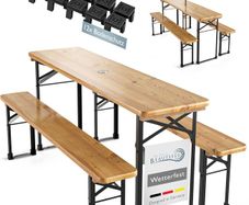 Wooden Picnic Table with 2 Benches Foldable Garden & Outdoor Set