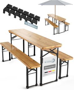 Wooden Picnic Table with 2 Benches Foldable Garden & Outdoor Set