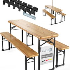 Wooden Picnic Table with 2 Benches Foldable Garden & Outdoor Set
