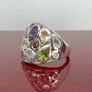 Silver African Amethyst & Multi-Gemstone Cluster Ring Image 8