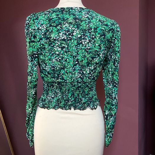 New Look UK10 Floral Print Shirring Top