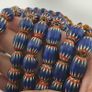 Antique Venetian Style Blue Chevron Glass Beads Necklace Strand Image 8