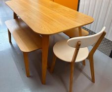 John Lewis dining table with two benches and 2 chairs