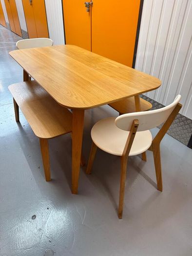 John Lewis dining table with two benches and 2 chairs