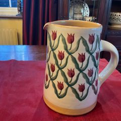 Nicholas Mosse Red Tulip Vintage cylinder jug .7 and a half inches in height