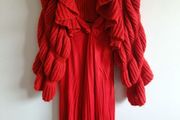 Sisley Red Maxi Dress, Strappy, Knot Detail &amp; Pleated Skirt