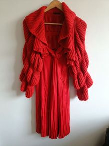 Sisley Red Maxi Dress, Strappy, Knot Detail & Pleated Skirt