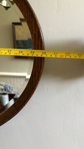 Vintage Oak Oval Mirror