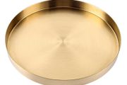Brand New Golden Round Decorative Tray