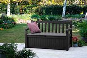 Keter Eden Bench 265L Outdoor 60% recycled Garden Furniture Storage Box Graphite &amp; Light Grey | Fade Free | All Weather Resistant | Safe and Secure | Zero Maintenance | 2 year Warranty