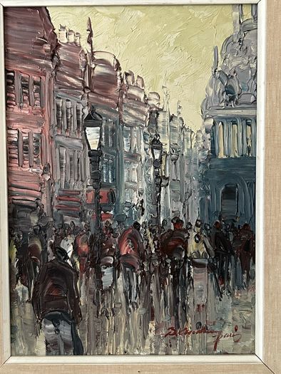 Original oil painting of a Parisian street