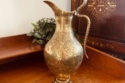 Vintage Brass Engraved Jug H27cm