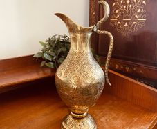 Vintage Brass Engraved Jug H27cm