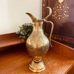 Vintage Brass Engraved Jug H27cm