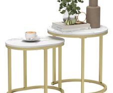 Marble-Effect Nesting Tables Set
