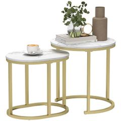 Marble-Effect Nesting Tables Set