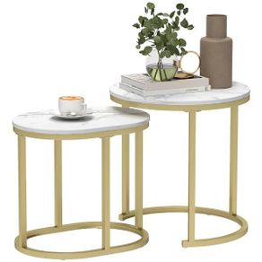 Marble-Effect Nesting Tables Set