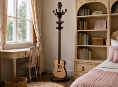 Guitar-shaped coat rack