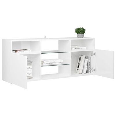 TV Cabinet with LED Lights High Gloss White 120x30x50 cm