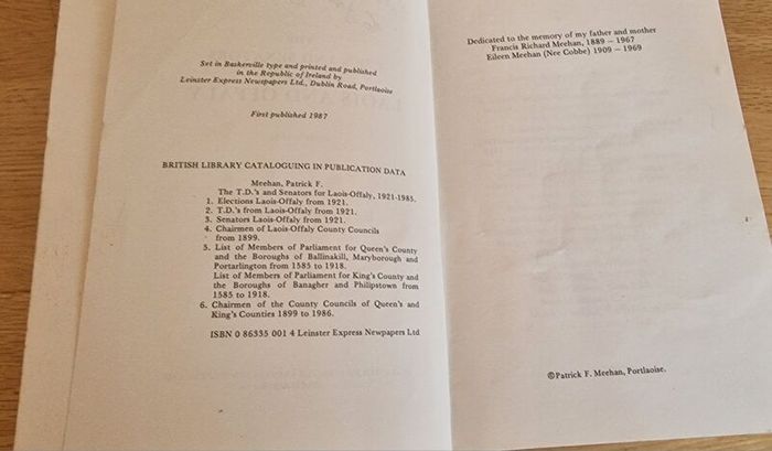 Laois and Offaly  TD and Senators 1921 to 1986