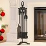 Vintage Fireplace Companion Set on Cast Iron Stand Image 4